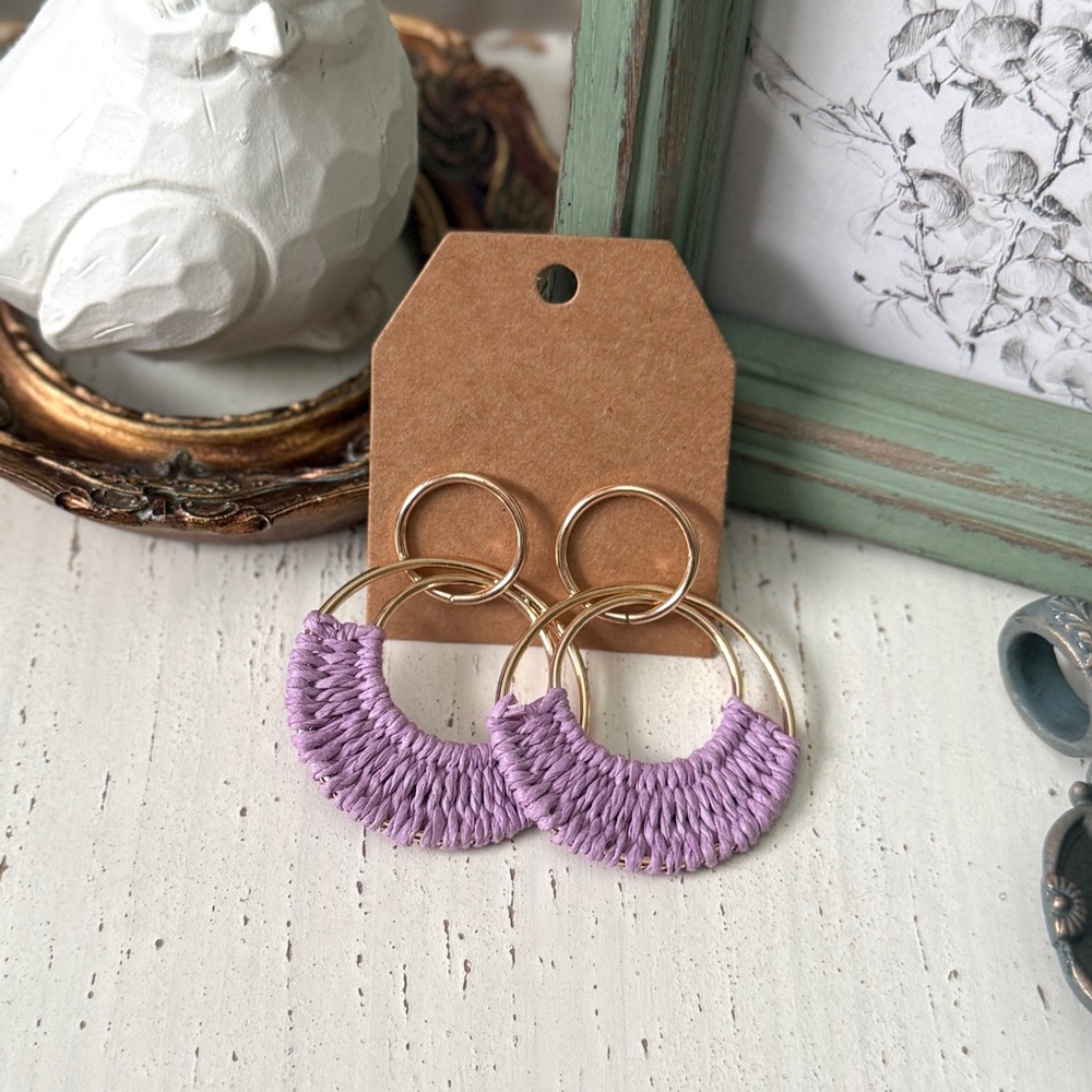 Frock Candy Raffia Double Hoop Earrings 🏷️